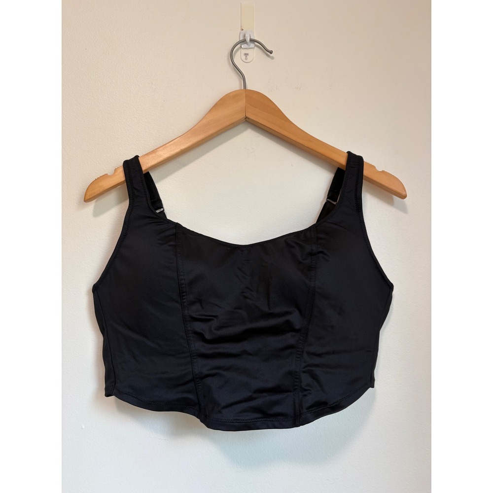 PINK Victoria's Secret Black Satin Corset Top Adjustable Straps Large 583287-QB4